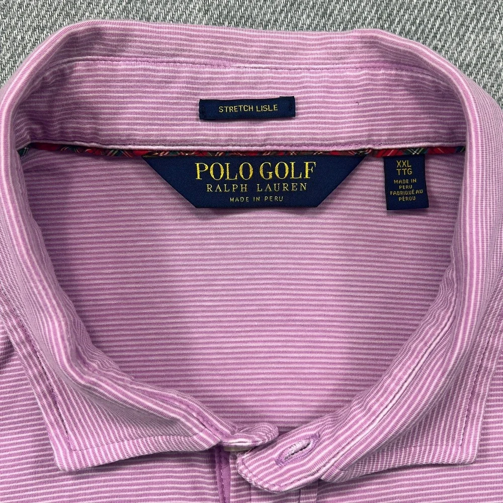 Polo Golf Ralph Lauren Shirt Mens Pink White  Stripe 2XL Stretch Lisle XXL